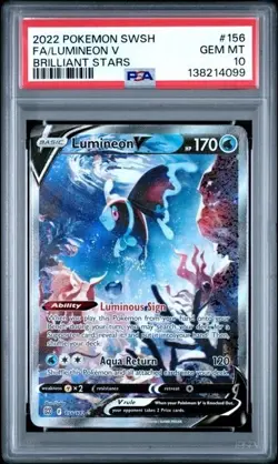 Lumineon V #156 PSA 10 • 2022 Brilliant Stars Full Art Gem Mint Pokemon - Image 3