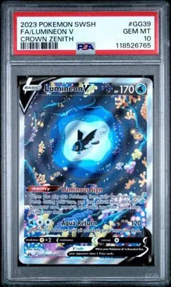 LUMINEON V GG39 PSA 10 POKEMON SWORD & SHIELD CROWN ZENITH FULL ART GEM MINT - Image 1