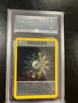 Pokemon TCG Rainbow Energy 17/82 Team Rocket Holo Rare WOTC PG graded 7 Not PSA - Image 1