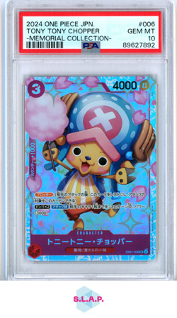 TONY TONY CHOPPER ONE PIECE JP EB01-EXTRA BOOST -MEMORIAL COLL- 2024 006 PSA 10 - Image 1