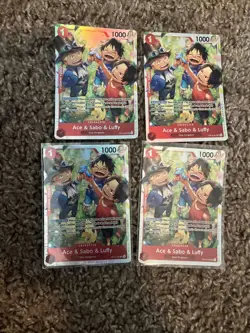 Ace & Sabo & Luffy OP13-007 Carrying On His Will Foil 4 Card Play Set Lot - Image 1