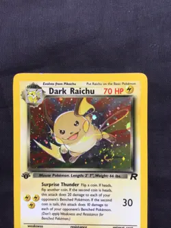 Pokemon Cards: Team Rocket 1st Edition Rare Holo: Dark Raichu 83/82 - Image 2