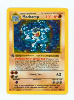 1999 Machamp Pokemon Base Set #8 1st Edition English Holo Pokemon TCG Card - Image 1
