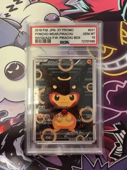 FAN ART! Pikachu Poncho Display Card – Black Rayquaza Style PSA Display - Image 1