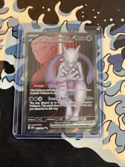 Pokemon TCG Destined Rivals Team Rockets Mewtwo EX Ultra Rare Card 213/182 - Image 1