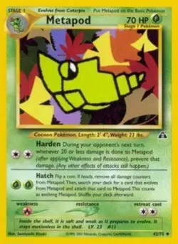 Metapod - 42/75 - Uncommon - Unlimited Edition LP, English Pokemon Neo Discovery - Image 1