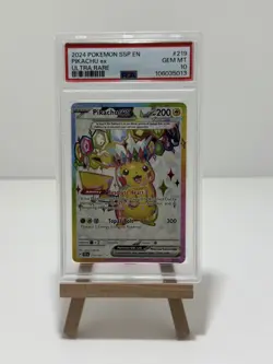 2024 Pokemon Surging Sparks SSP Pikachu Ex Ultra Rare 219/191 PSA 10 Gem Mint - Image 1