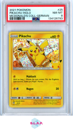 PIKACHU-HOLO MCDONALD'S COLL-GERMAN POKEMON MCDONALD'S COLLECTION 2021 25 PSA 8 - Image 1