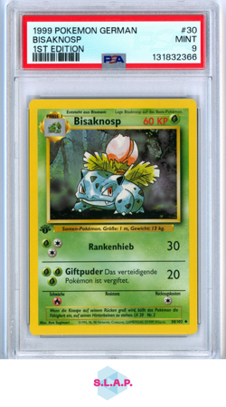 BISAKNOSP 1ST EDITION POKEMON GERMAN 1999 30 PSA 9 - Image 1