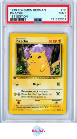 PIKACHU 1ST EDITION POKEMON GERMAN 1999 58 PSA 9 - Image 1