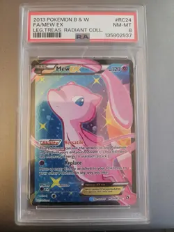 2013 Pokemon B&W Legend Treasures Radiant Collection #RC24 FULL ART/MEW EX PSA 8 - Image 1