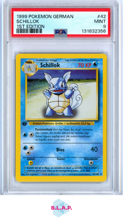 SCHILLOK 1ST EDITION POKEMON GERMAN 1999 42 PSA 9 - Image 1