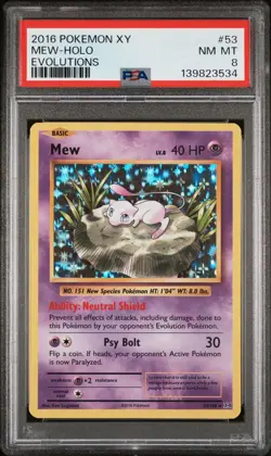 2016 Pokemon Xy Evolutions Mew Holo Mint Evolutions PSA 8 #53 - Image 1