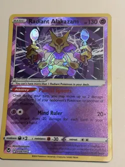 Pokemon TCG Radiant Alakazam Radiant Rare Holo 059/195 Silver Tempest 130 HP - Image 1