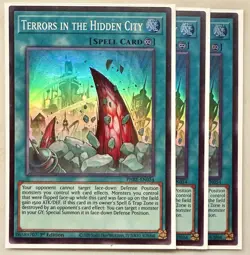Yugioh! 3x Terrors in the Hidden City PHRE-EN054 Super Rare 1st Ed NM - Image 1