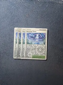 Jamming Tower X4 w/ Rev Holo 153/167 Pokemon Card Twilight Masquerade Playset - Image 1