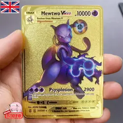 Pokemon Card Mewtwo VMAX Gold Metal Card - CARTA IN METALLO TCG - Image 1