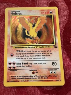 Pokemon Moltres 12/62 Fossil Unlimited Holo 1999 Card - Image 1