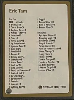 Magic Pro Tour 1996 NYC Eric Tam- 63 Cards MISSING MOST SIDEBOARD MTG - Image 2