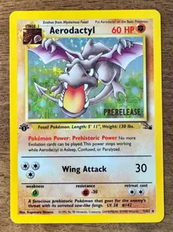 1st Edition Prerelease Aerodactyl 1/62 Fossil Pokemon Card Holo Foil Rare - Image 2