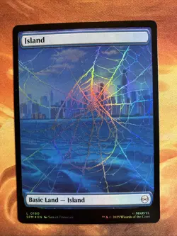 MTG 5 x Foil Full Art Basic Land Marvel's Spider-Man Near-Mint!! - Image 3
