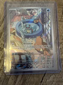 Pokemon TCG Squirtle Stellar Crown Illustration Card 148/142 Near Mint Condition - Image 1
