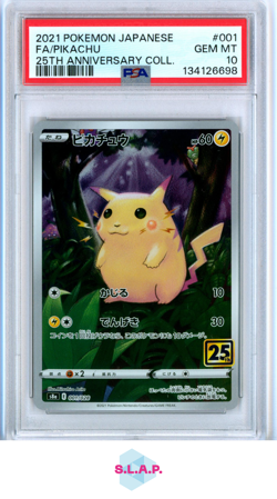 FA/PIKACHU 25TH ANN. COLL. POKEMON JAP 25TH ANN. COLLECTION 2021 001 PSA 10 - Image 1
