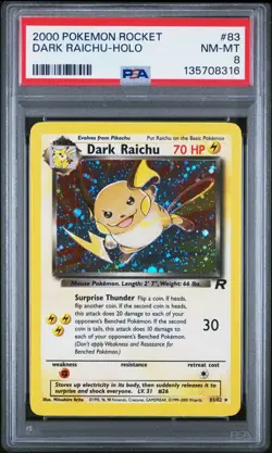 2000 POKEMON ROCKET #83 DARK RAICHU-HOLO PSA 8 - Image 1