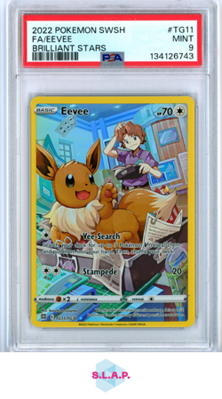 FA/EEVEE BRILLIANT STARS POKEMON SWORD & SHIELD BRILLIANT STARS 2022 TG11 PSA 9 - Image 1