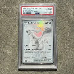 2025 Reshiram ex 173 Black White Rare Pokemon TCG White Flare PSA 10 - Image 1