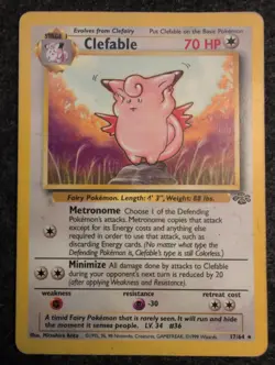Clefable 17/64 Jungle Unlimited Rare Non Holo 1999 Pokemon TCG - LP/MP - Image 1