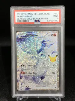 PSA 9 RESHIRAM 113/114 FULL ART CELEBRATIONS CLASSIC COLLECTION POKEMON - Image 1