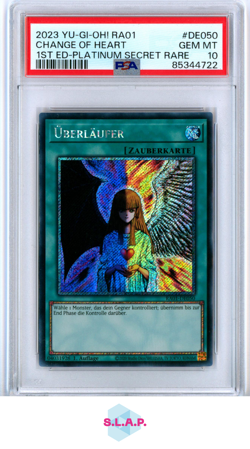CHANGE OF HEART 1ST ED-PLATINUM SEC RAE 2023 YU-GI-OH! GER RA01-COL DE050 PSA 10 - Image 1