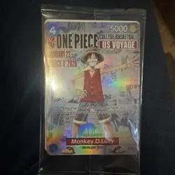 Bandai Namco One Piece Card Game Monkey.D.Luffy College Basketball US Voyage Pr… - Image 1