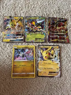 Pokemon TCG Promo Full Art Lot - Jolteon GX, Pikachu EX, Lucario EX - 5 Cards - Image 1