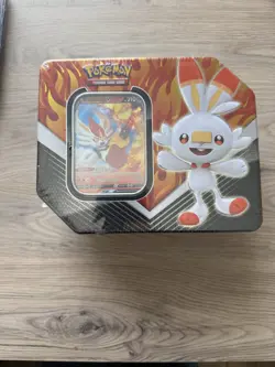 One Factory‑Sealed Pokemon TCG 2020 Galar Partners Tin – Featuring Cinderace V - Image 1