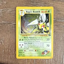 Pokemon Koga's Beedrill Gym Challenge 9/132 Holo Rare Unlimited 80 HP TCG - Image 1