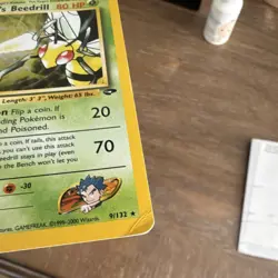 Pokemon Koga's Beedrill Gym Challenge 9/132 Holo Rare Unlimited 80 HP TCG - Image 3