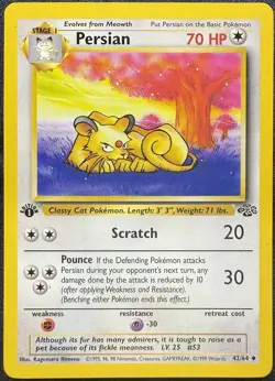 Pokemon TCG Persian 42/64 First Edition Jungle Set Uncommon Vintage - Image 1
