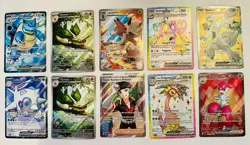 Pokemon Lot of 10 Illustration, Full Art Ultra Rare’s Lycanroc Blastoise Zekrom - Image 1