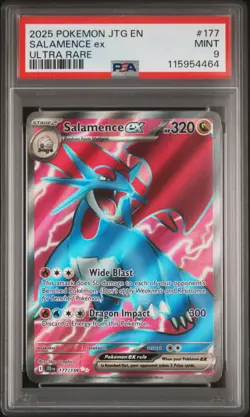 2025 POKEMON JTG EN-JOURNEY TOGETHER ULTRA RARE #177 SALAMENCE EX PSA 9 - Image 1
