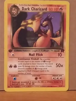 Pokemon TCG Dark Charizard 21/82 Team Rocket First Edition Non Holo Rare Vintage - Image 1
