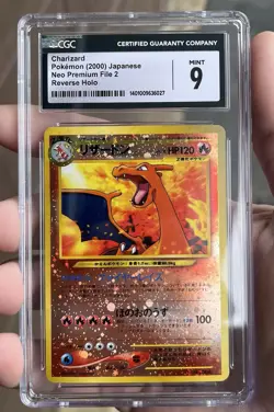 Charizard Reverse Holo Swirl🌀[CGC 9] Neo Premium File 2000 Pokemon Promo Japan - Image 1