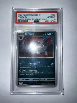 PSA 10 Zoroark 062/086 Master Ball Reverse Holo SV White Flare Pokemon TCG Card - Image 2