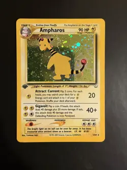 Ampharos 1/64 First Edition Neo Revelation *DOUBLE HOLO ERROR* WOTC Pokemon Card - Image 1