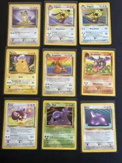 Pokemon 9 Card Lot Holo Pidgeot, Dragonite, Eevee, Pikachu, Aerodactyl, Ditto + - Image 1
