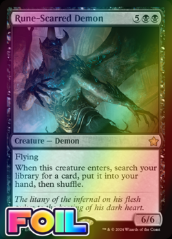 x1 Rune-Scarred Demon FDN Foundations MTG 184 FOIL RARE M/NM 1x - Image 1