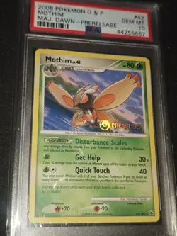 Pop 3 - Pokemon Card Mothim 2008 Prerelease 42 Majestic Dawn PSA 10 Mint D&P - Image 1