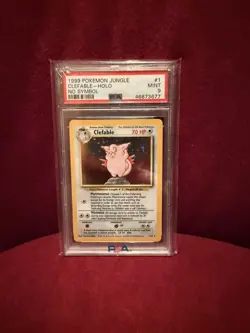 Clefable No Symbol Holo #1/64 Jungle Pokemon Card PSA 9 Error - Image 1
