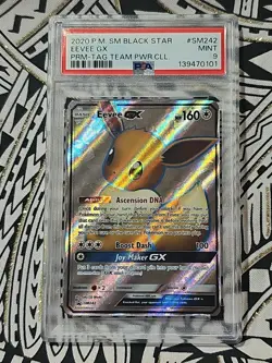 Eevee GX Pokemon Black Star SM242 PRM-TAG TEAM PWR. CLL. PSA 9 MINT (101) - Image 1
